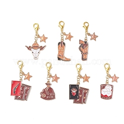 7Pcs Alloy Enamel Pendant Decorations&nbsp;HJEW-JM04309