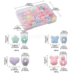 40Pcs 4 Styles Flocky Acrylic Bunny Beads&nbsp;OACR-FS0001-40