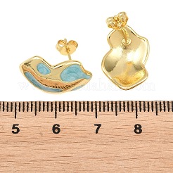 Irregular Brass Enamel Stud Earrings&nbsp;EJEW-K249-14G-05