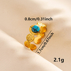 Round Synthetic Turquoise Finger Rings&nbsp;SA1153-6