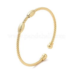 Rack Plating Brass Oval Beaded Cuff Bangle for Women&nbsp;BJEW-M298-13G