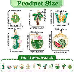 60Pcs 12 Styles Alloy Enamel Pendants&nbsp;ENAM-SC0007-38