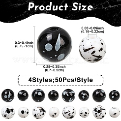200Pcs 4 Styles Printed Opaque Acrylic Round Beads&nbsp;ACRP-YW0001-19