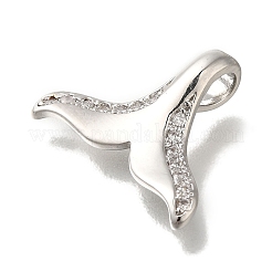 Fishtail Rack Plating Brass Micro Pave Clear Cubic Zirconia Pendnat&nbsp;KK-H485-29P