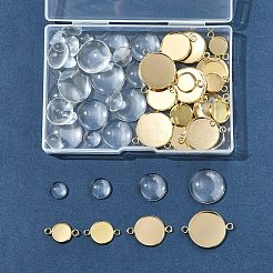 DIY Blank Dome 201 Stainless Steel Cabochon Connector Making Kits&nbsp;DIY-FS0008-30