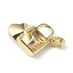 Real 18K Gold Plated Rack Plating Brass Micro Pave Clear Cubic Zirconia Pendants&nbsp;KK-C015-17G-07