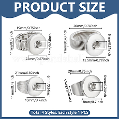 4Pcs 4 Styles Alloy Interchangeable Snap Stretch Ring Settings&nbsp;RJEW-DR0001-06A