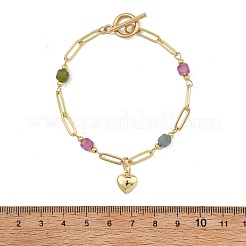 Brass Heart Charm Bracelets&nbsp;BJEW-JB13880