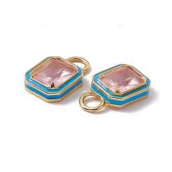 Pink Glass Rectangle Pendants&nbsp;KK-I696-10G-02