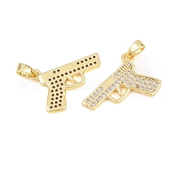 Brass Clear Cubic Zirconia Pendants&nbsp;KK-E800-12G