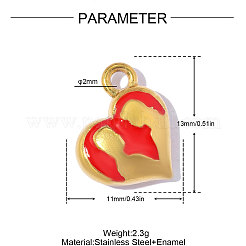 Valentine's Day 304 Stainless Steel with Red Enamel Charms&nbsp;SA-OY001-23G
