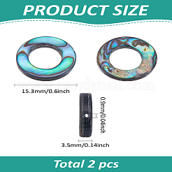 2Pcs Natural Abalone Shell/Paua Shell Beads&nbsp;SSHEL-LP0001-03