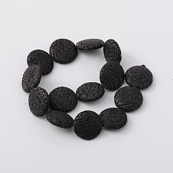 Lentil Synthetic Lava Rock Beads Strands&nbsp;G-N0100-18