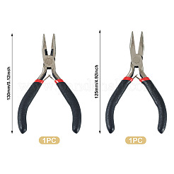 2Pcs 2 Styles Carbon Steel Chain Nose Pliers for Jewelry Making Supplies&nbsp;TOOL-TADJ0001-07