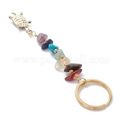 Tortoise Alloy Enamel Charms & 7 Chakra Gemstone Chips Beaded Keychain&nbsp;KEYC-JKC00525