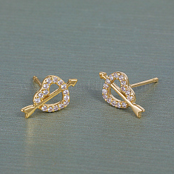 Elegant Cupid Heart Brass Stud Earrings&nbsp;AJ1399