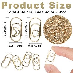 100Pcs 4 Styles Carbon Steel Paper Clips&nbsp;FIND-CP0001-48