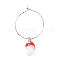 Mushroom Resin Wine Glass Charms Decoration&nbsp;AJEW-JO00231