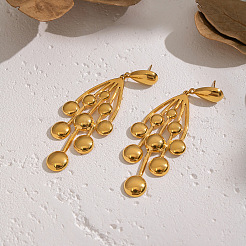 304 Stainless Steel Branch with Round Dangle Stud Earrings&nbsp;PH4691