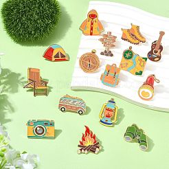 15Pcs 15 Styles Outdoor Holiday Theme Enamel Pins&nbsp;JEWB-CJ0003-61