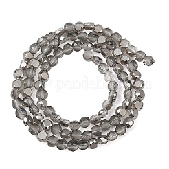 Faceted Flat Round Frosted Crystal Glass Beads Strands&nbsp;GLAA-F007-A03
