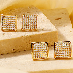 Geometric Brass Square Stud Earrings&nbsp;BK1425