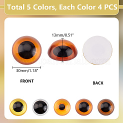20Pcs 5 Colors Glass Craft Eyes Cabochons&nbsp;DOLL-PH0001-51