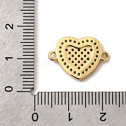 Brass Micro Pave Clear Cubic Zirconia Heart Connector Charms&nbsp;KK-I360-013G-01