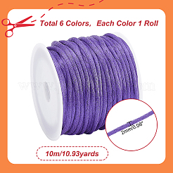 6 Rolls 6 Colors Nylon Satin Rattail Cords&nbsp;NWIR-PH0002-12