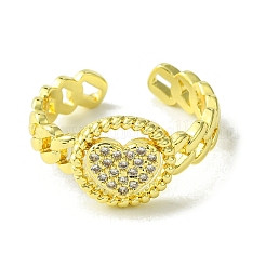 Brass Micro Pave Cubic Zirconia Open Cuff Rings&nbsp;RJEW-K256-21G
