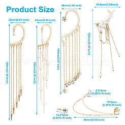 4Pcs Long Chain Tassel Drop Cuff Earrings with Imitation Pearl&nbsp;EJEW-KS0001-04