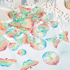 40Pcs 10 Styles Spray Painted 430 Stainless Steel Filigree Double-Sided Pendants&nbsp;STAS-TA0002-28