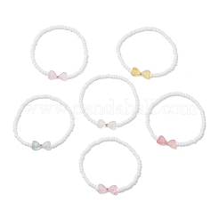 6Pcs 6 Colors Opaque Colours Glass Seed Round Beaded Stretch Bracelets&nbsp;BJEW-JB12508