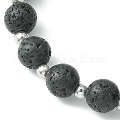 3Pcs 3 Style Gemstone Round & Cross Braided Bead Bracelets&nbsp;BJEW-TA00321