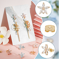 12Pcs Brass Cubic Zirconia Ear Stud Findings&nbsp;KK-BBC0027-63