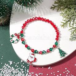 Christmas Tree & Santa Claus & Christmas Wreath Alloy Enamel Charm Bracelets&nbsp;BJEW-TA00507
