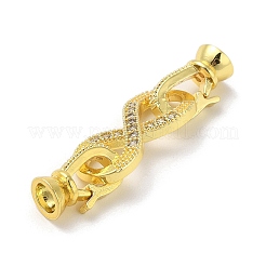 Rack Plating Brass Micro Pave Cubic Zirconia Fold Over Clasps&nbsp;KK-K377-12G