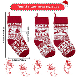 3Pcs 3 Styles Wool Yarn Knitted Hanging Christmas Stockings&nbsp;FEPA-SP0001-04A