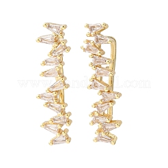 Brass Pave Cubic Zirconia Stud Crawler Earrings&nbsp;KK-CBAA351-06G