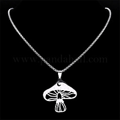 201 Stainless Steel Hollow Moon Star Mushroom Pendant Necklaces for Women&nbsp;LS-NJEW-K283-34P
