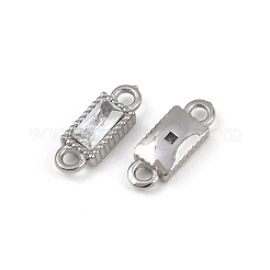 304 Stainless Steel Pave Clear Cubic Zirconia Rectangle Links Connector Charms&nbsp;STAS-F322-13P