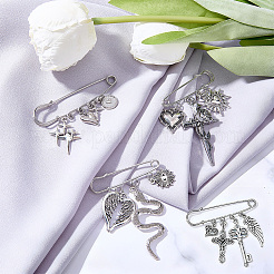 4Pcs 4 Styles 304 Stainless Steel Brooches&nbsp;JEWB-BM0001-02