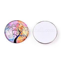 Half Round/Dome Tree Pattern Glass Flatback Cabochons for DIY Projects&nbsp;GGLA-Q037-25mm-M28-09