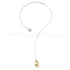 304 Stainless Steel Teardrop Pendant Open Cuff Necklaces for Women&nbsp;NJEW-R003-02GP-01