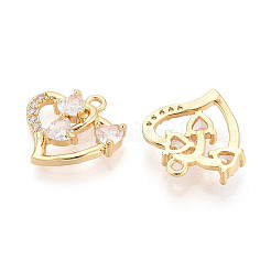 Brass Pave Clear Cubic Zirconia Pendants&nbsp;KK-T077-53G