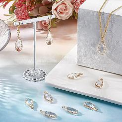 10Pcs Brass Glass Pendants&nbsp;KK-BC0001-93