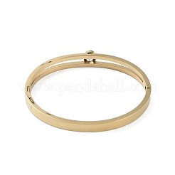 Ion Plating(IP) 304 Stainless Steel Pave Crystal Rhinestone Hinged Bangles&nbsp;BJEW-P317-02G