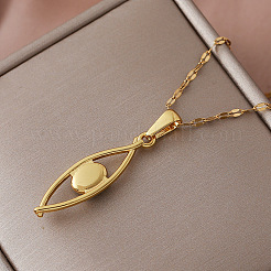 Vintage 304 Stainless Steel & Synthetic Turquoise Horse Eye Pendant Necklaces for Women&nbsp;YZ8442