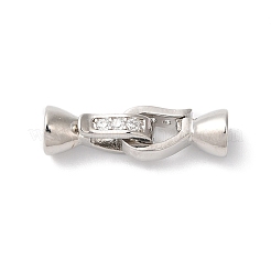 Brass Micro Pave Clear Cubic Zirconia Fold Over Clasps&nbsp;KK-H483-08P