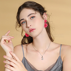 2 Pairs 2 Style Raffia Flower Dangle Stud Earrings&nbsp;EJEW-FI0003-23